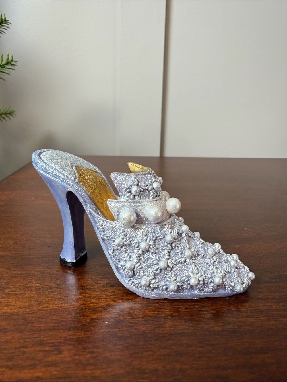 Silver Embellished Shoe Figurine/Ornament Christmas 3.5”